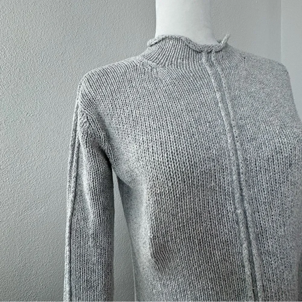 DKNY Jeans Sweater Mock Turtleneck Preppy Gray Knit Top SZ XS